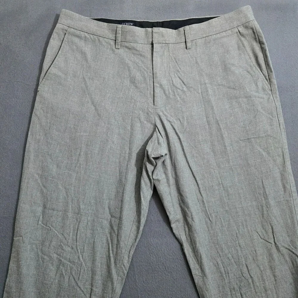 J. Crew Men 35X32 (36X29) Bedford Chambray Gray Flat Front Dress Pants